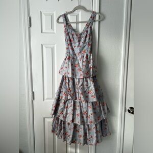 Abercrombie & Fitch Floral Tiered Dress - Blue and Red